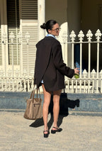 Oversized Back Slit Blazer Dark Brown
