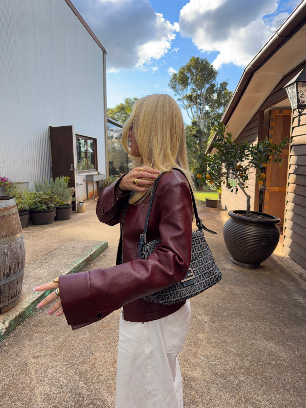 Vintage Leather Jacket Wine Red