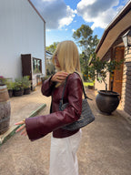 Vintage Leather Jacket Wine Red