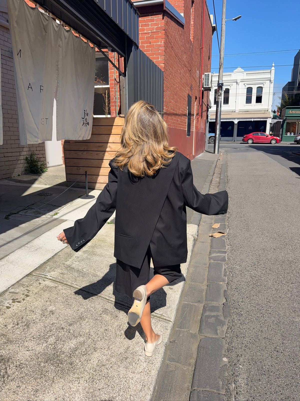 Oversized Back Slit Blazer Black
