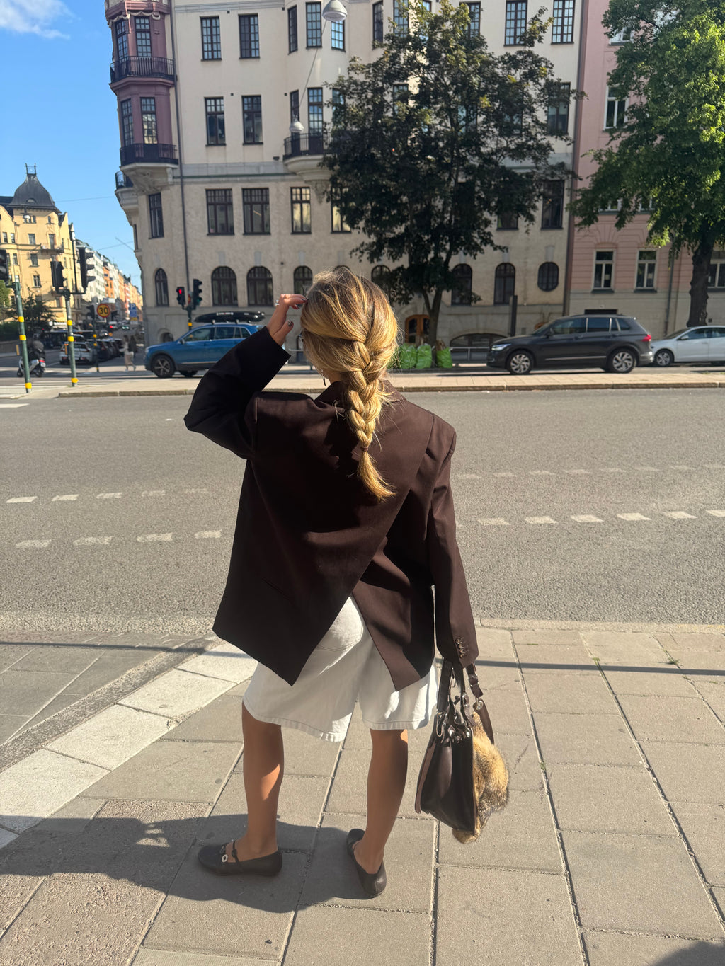 Oversized Back Slit Blazer Dark Brown