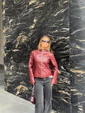 Vintage Leather Jacket Wine Red