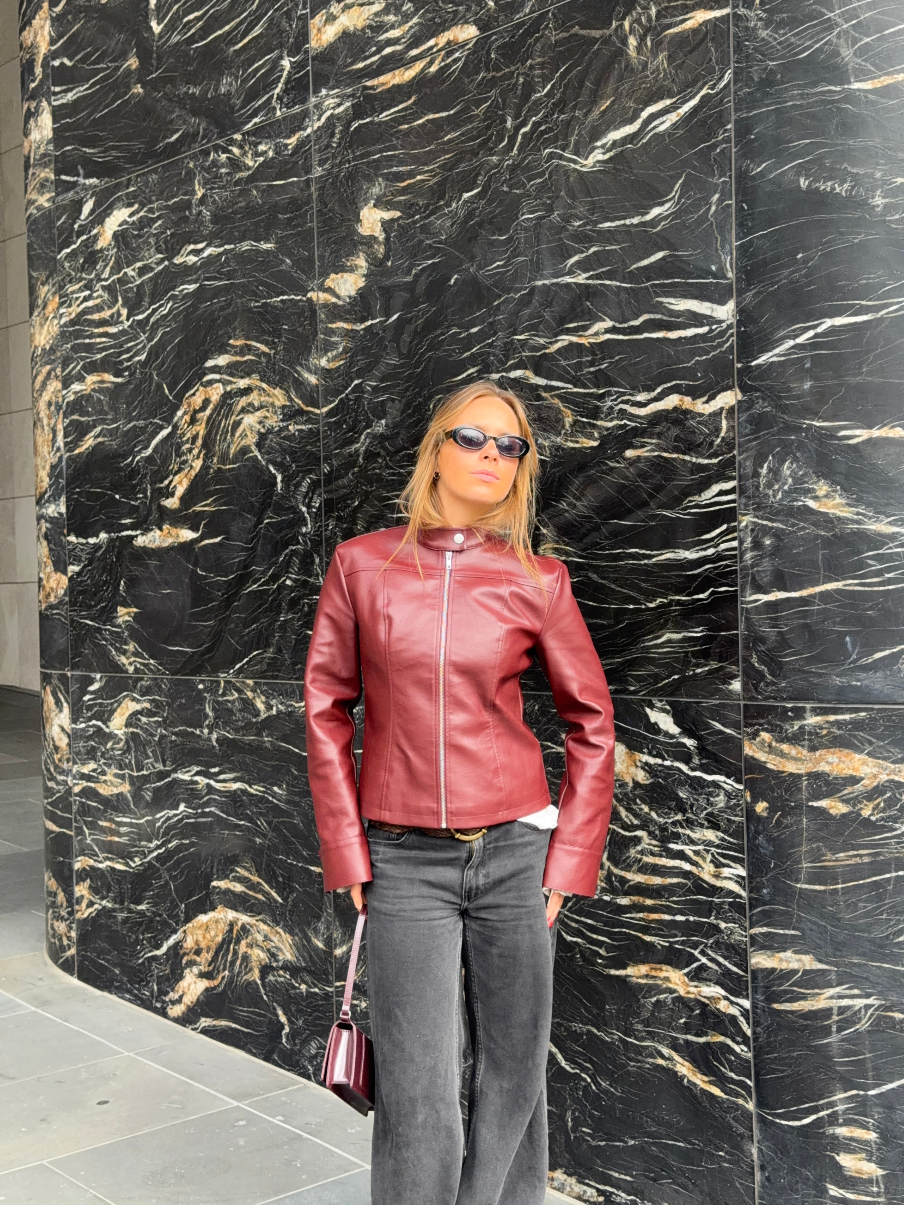 Vintage Leather Jacket Wine Red
