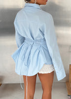 Tailored Back Tie Shirt Sky Blue