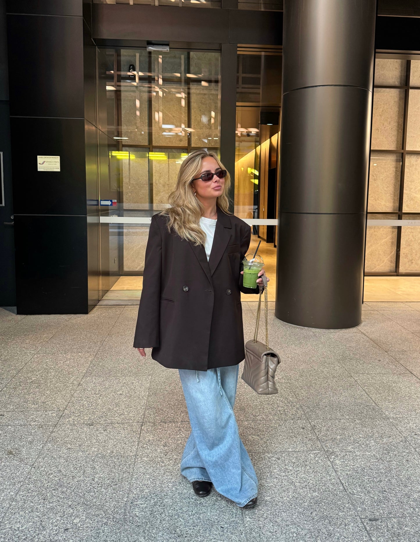Oversized Back Slit Blazer Dark Brown