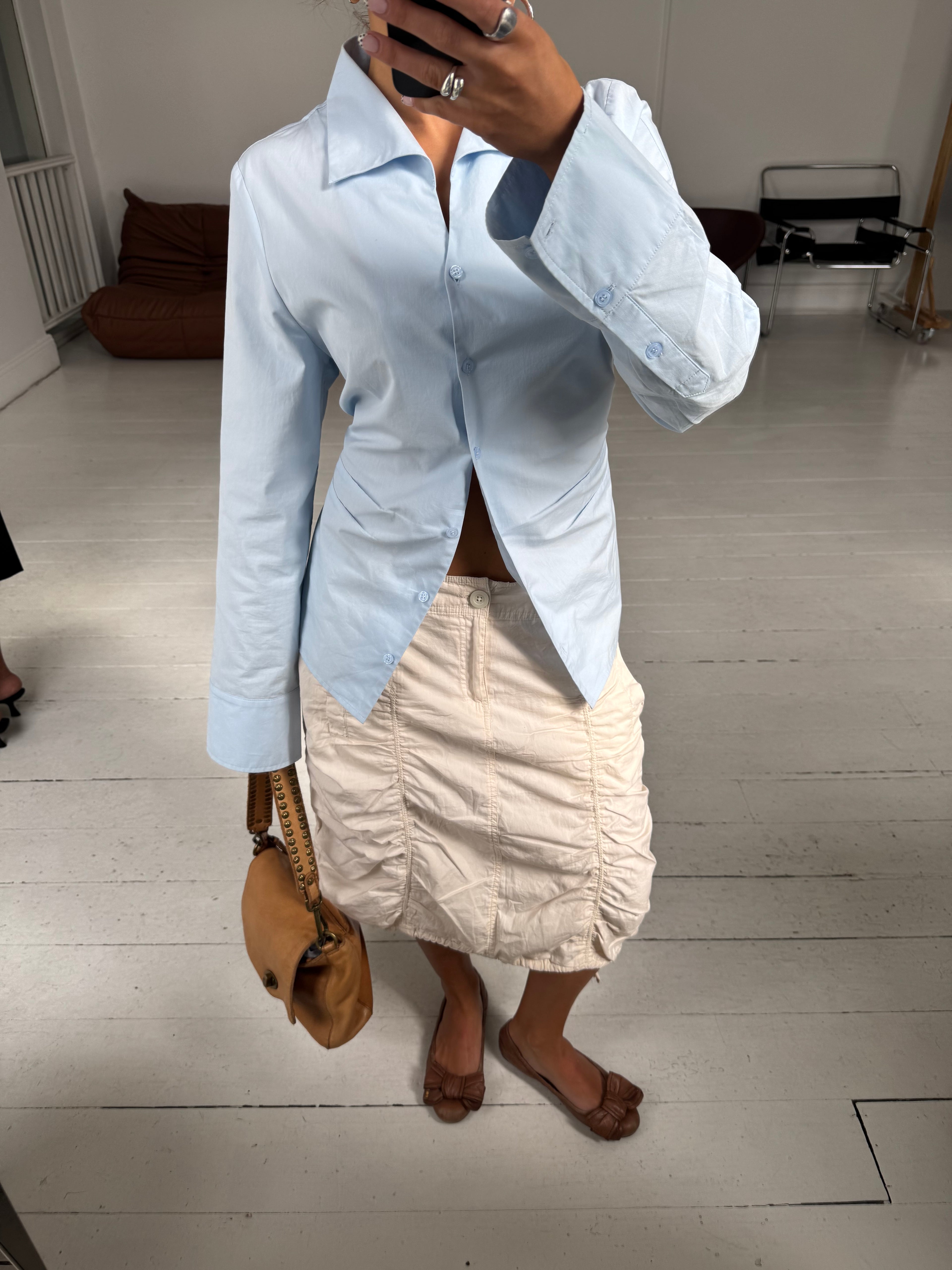 Tailored Back Tie Shirt Sky Blue