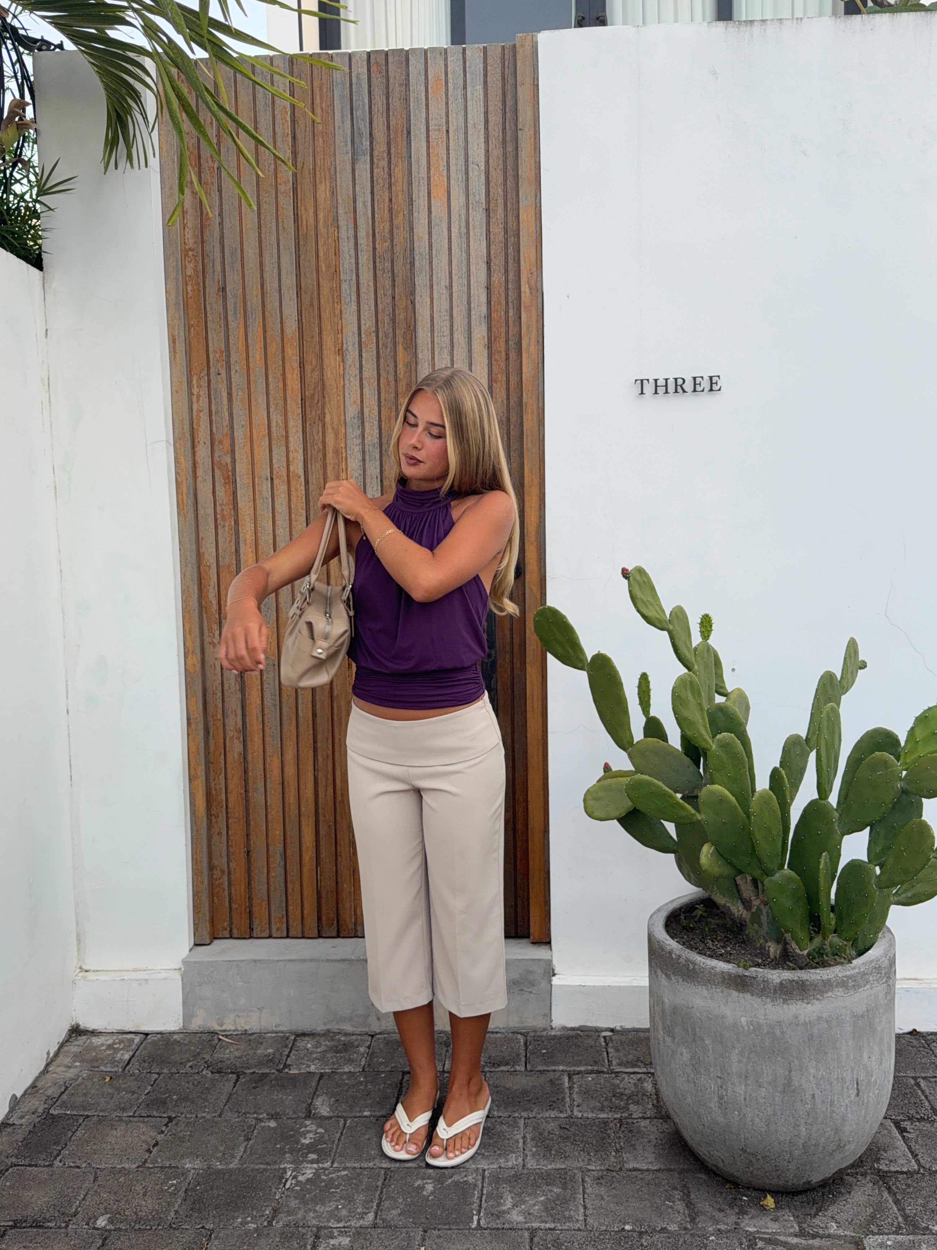 Draped Halter Top Purple