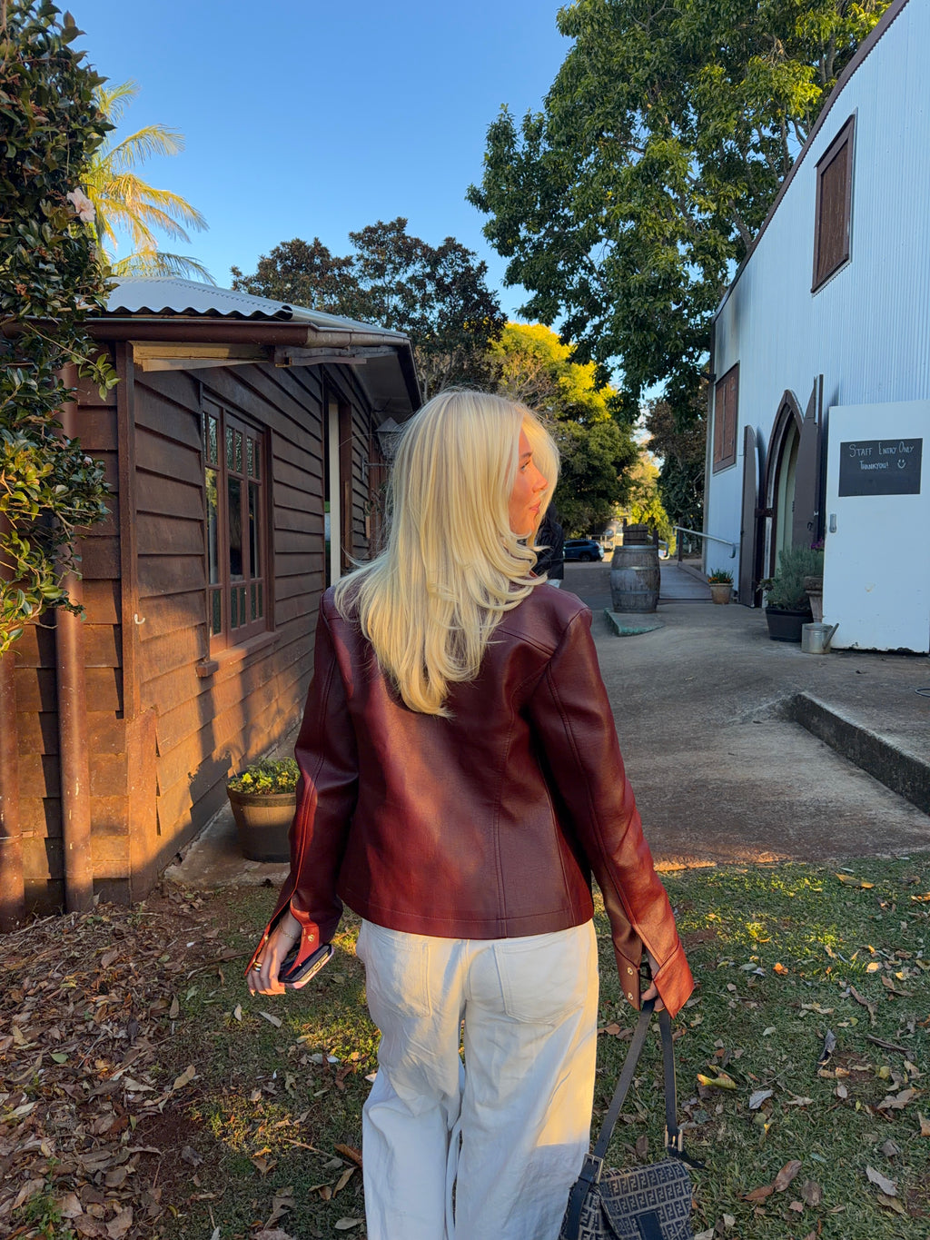 Vintage Leather Jacket Wine Red