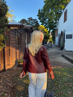 Vintage Leather Jacket Wine Red