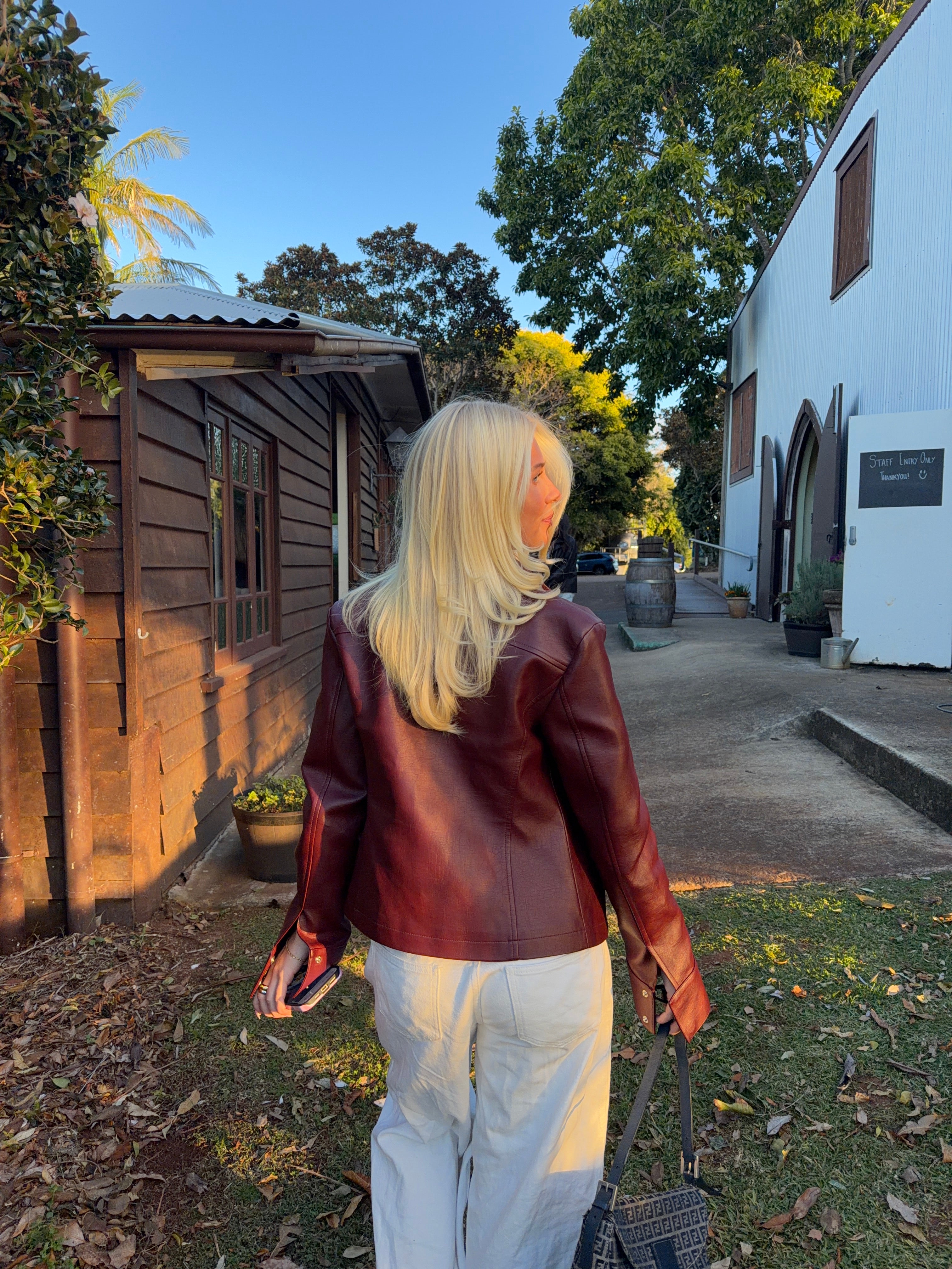 Vintage Leather Jacket Wine Red