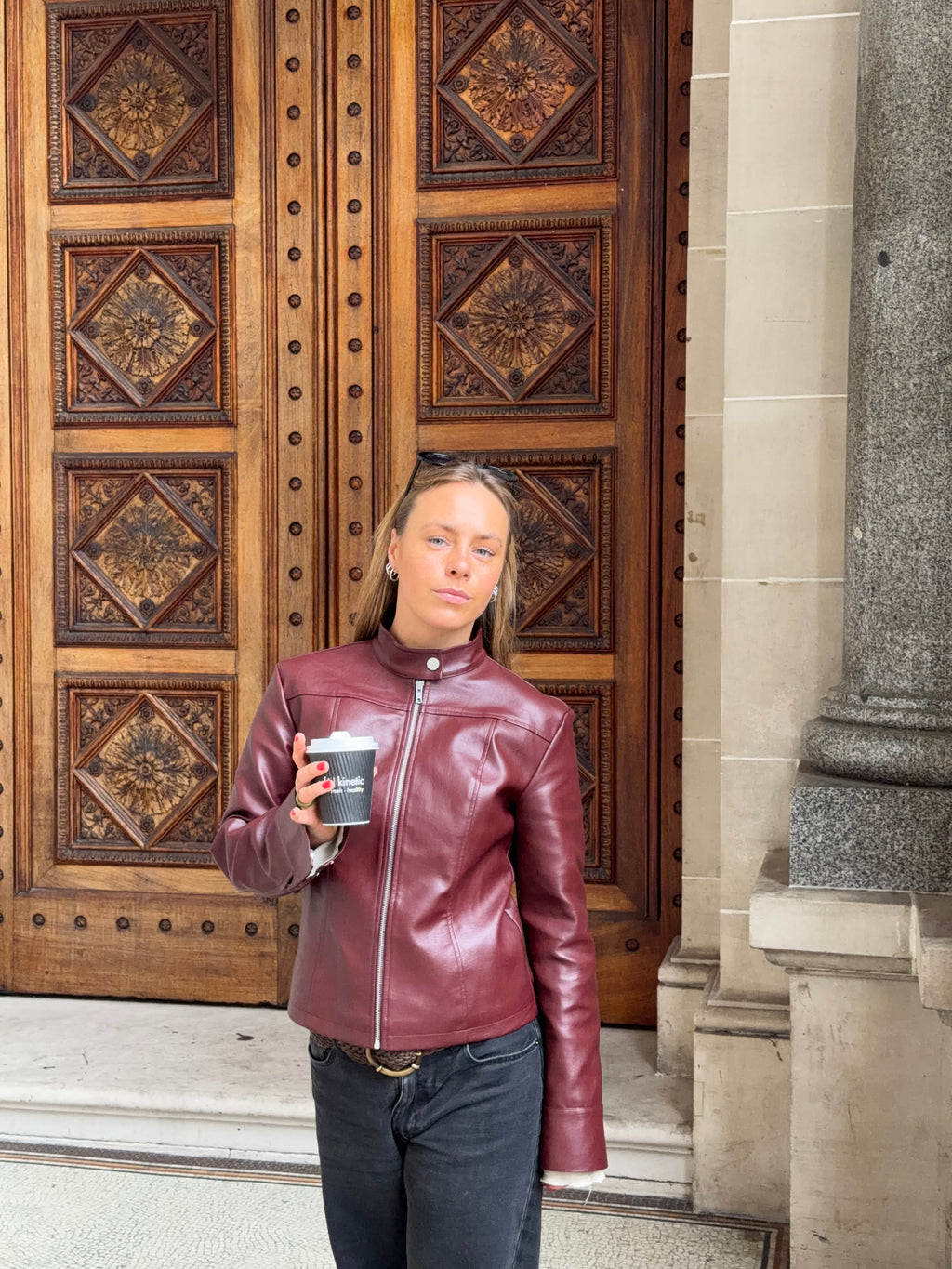 Vintage Leather Jacket Wine Red