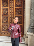 Vintage Leather Jacket Wine Red