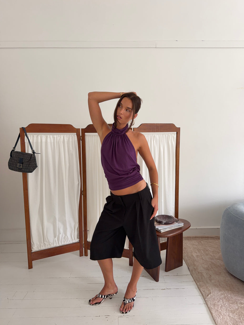 Draped Halter Top Purple