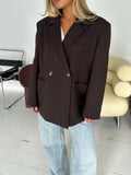 Oversized Back Slit Blazer Dark Brown
