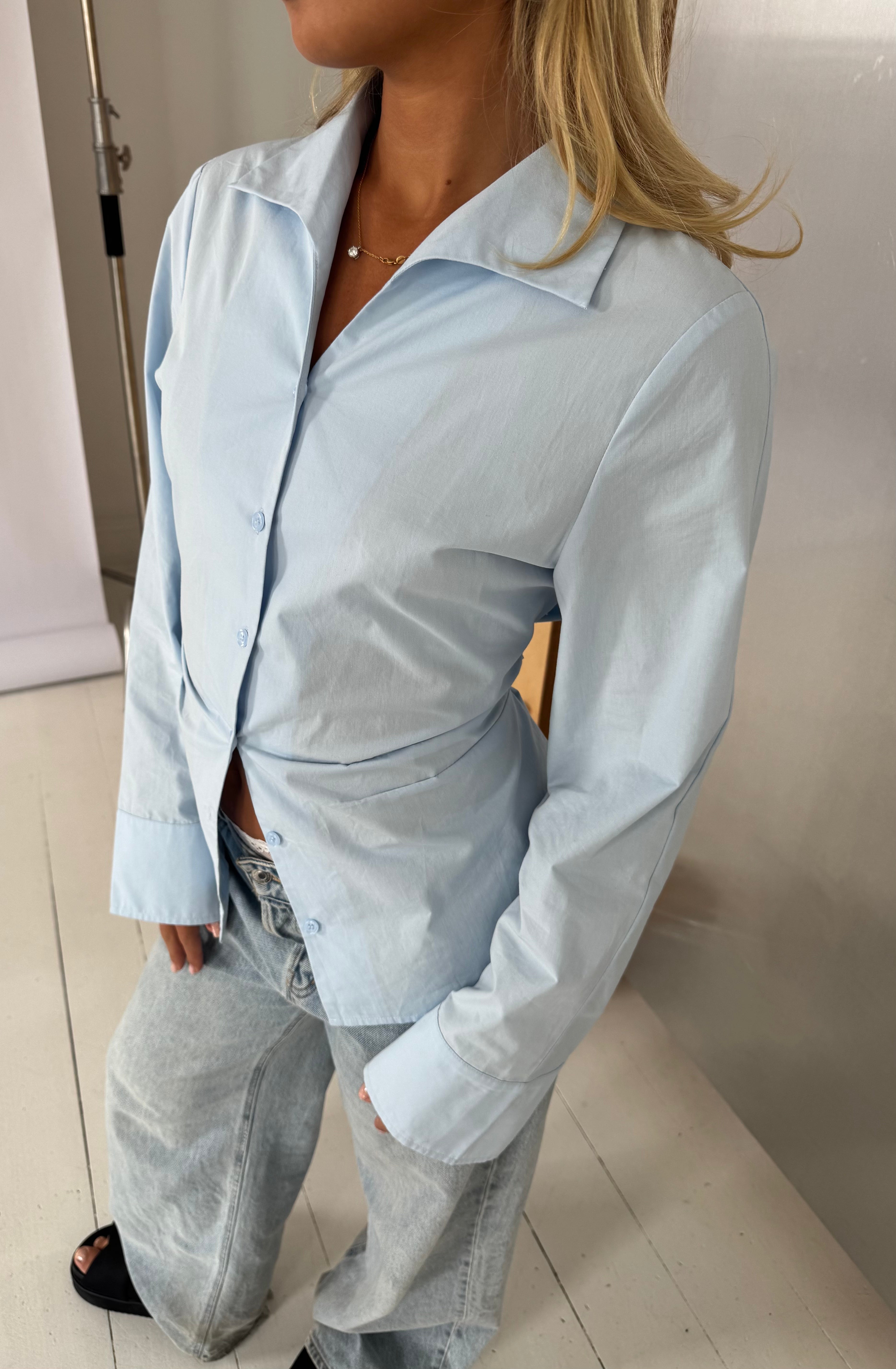 Tailored Back Tie Shirt Sky Blue