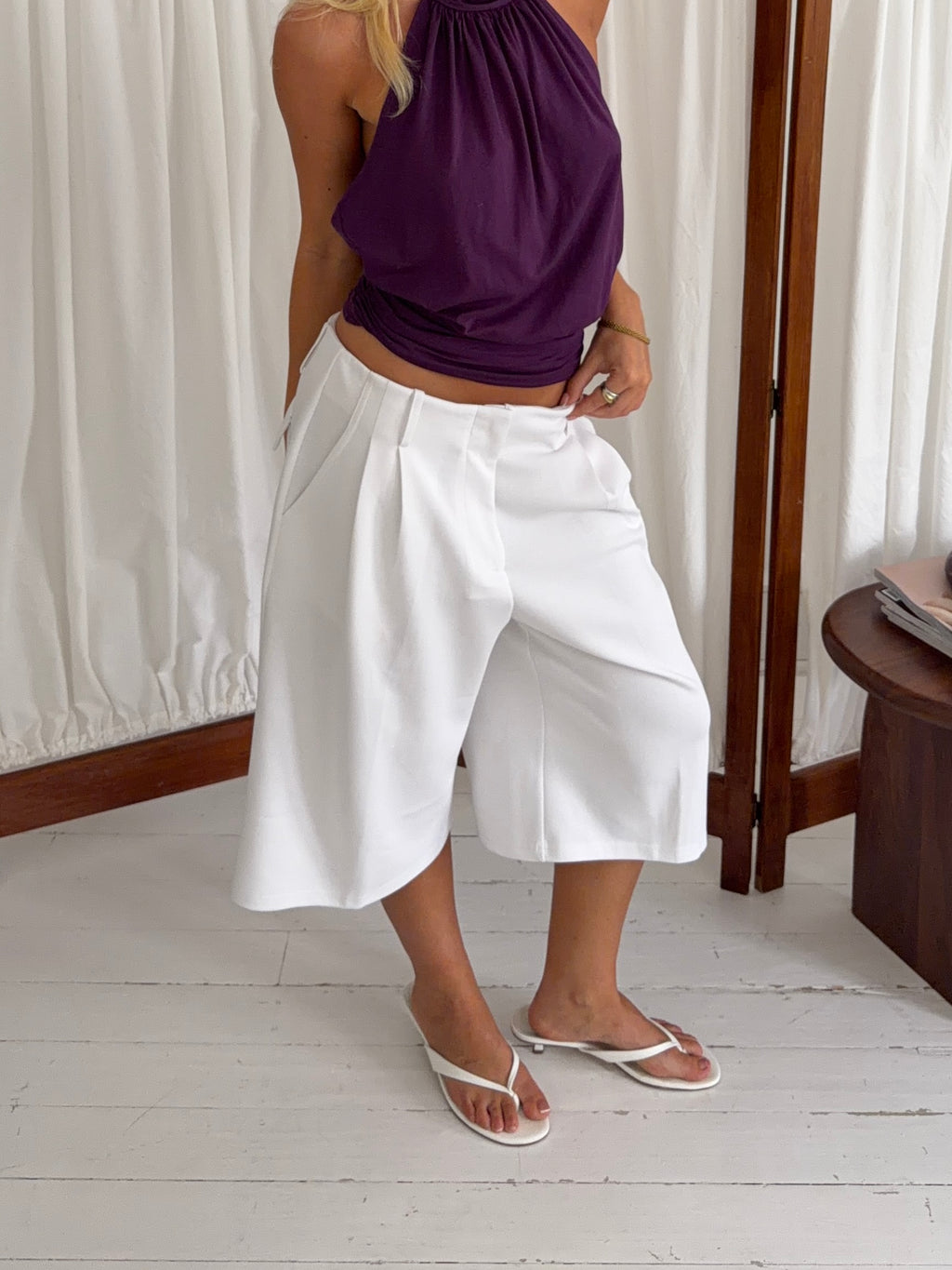 Tailored Sweat Shorts White