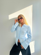 Tailored Back Tie Shirt Sky Blue