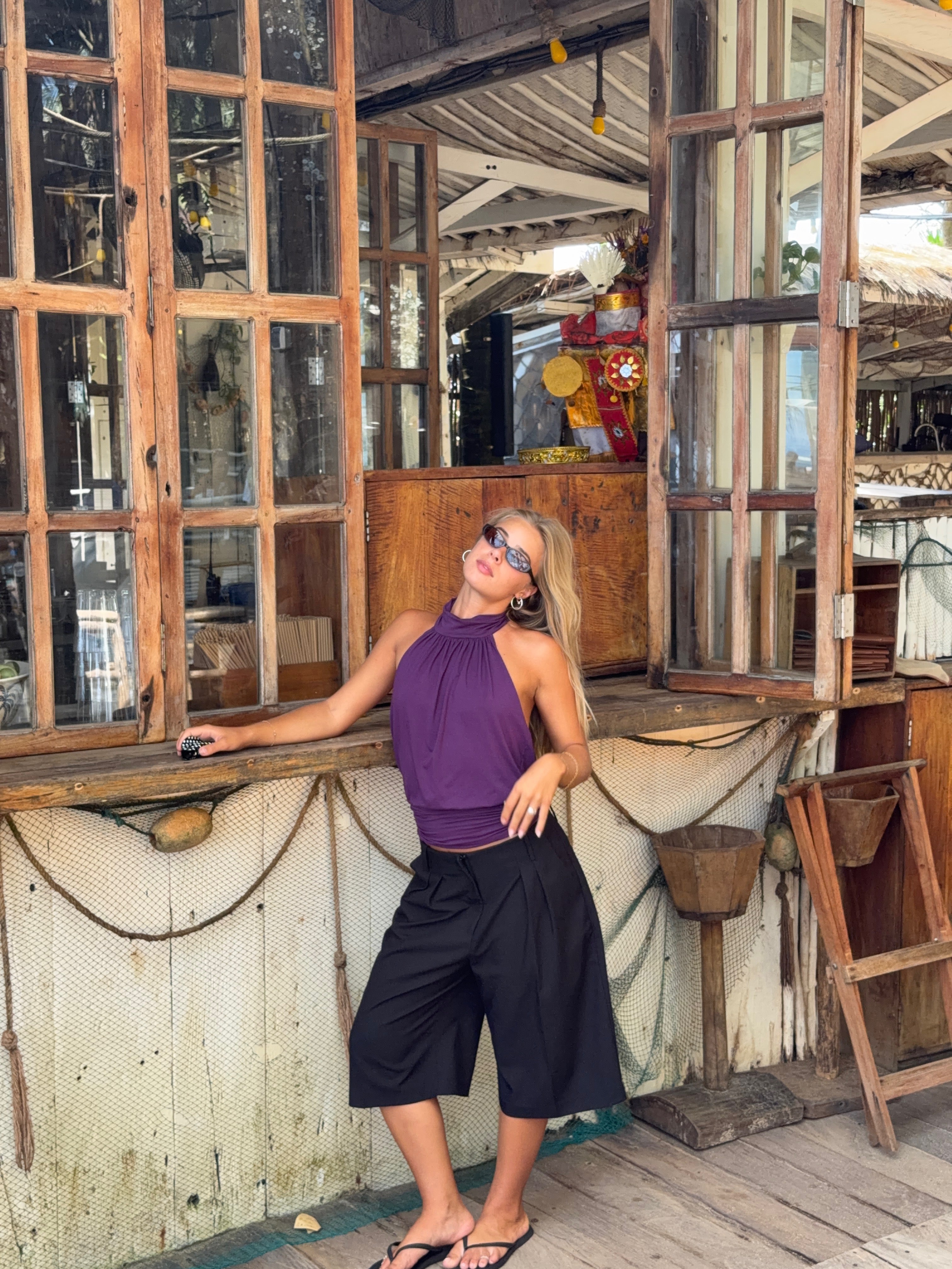 Draped Halter Top Purple