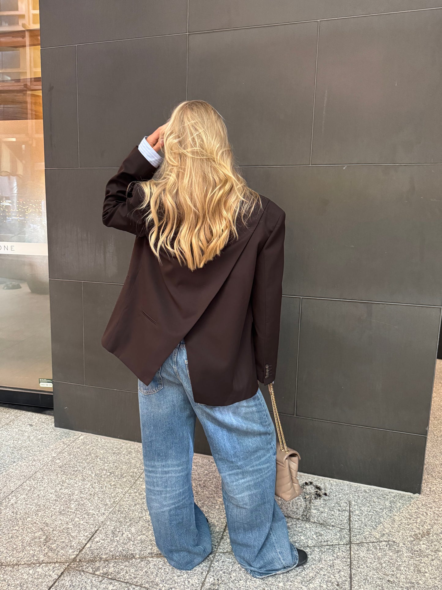 Oversized Back Slit Blazer Dark Brown
