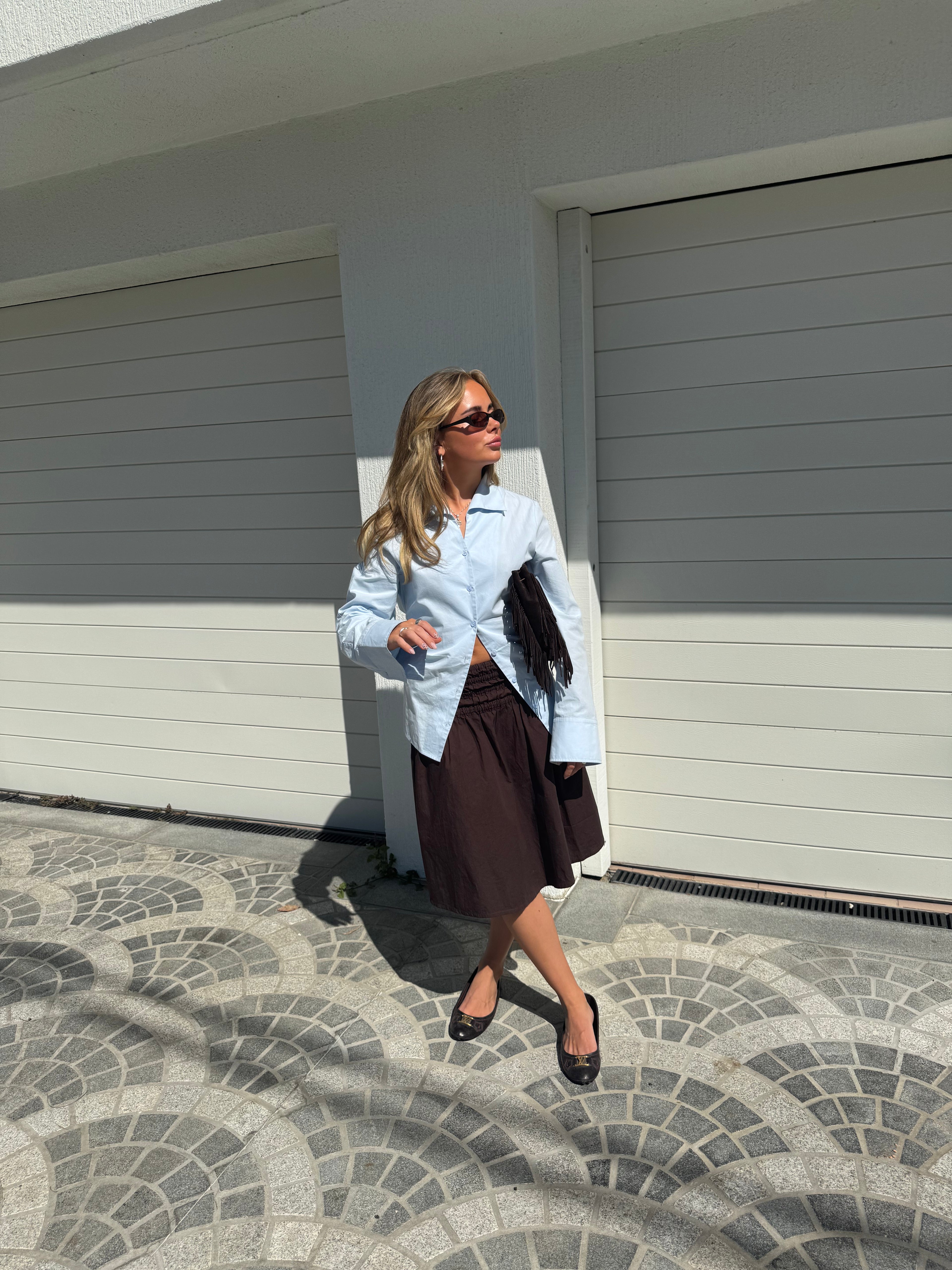 Tailored Back Tie Shirt Sky Blue