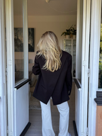 Oversized Back Slit Blazer Dark Brown